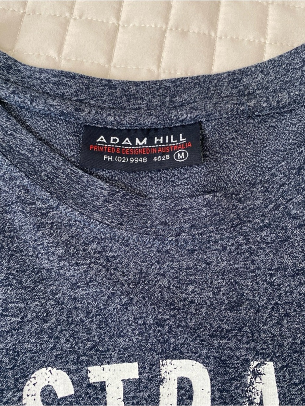 Adams Navy Blue Tee with Yellow Kangaroo Graphic - Picture 2 of 7